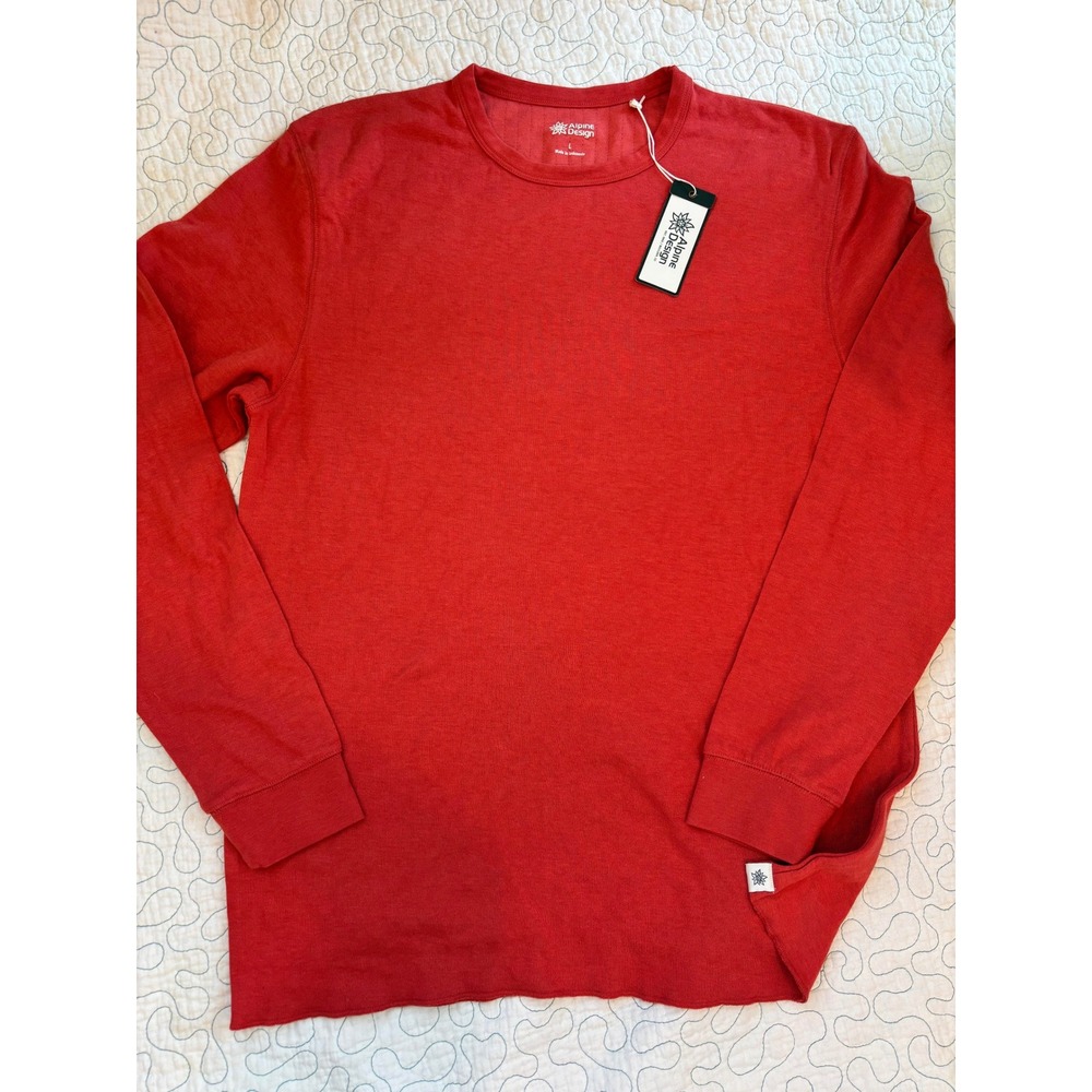 Alpine Design Mens Long Sleeve‎ Crewneck Shirt Rosewood Size Large